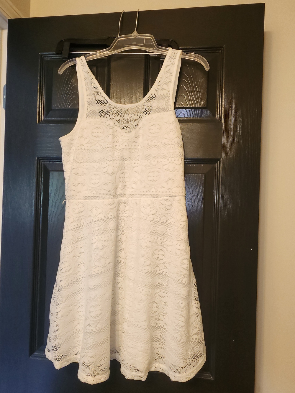 Self Esteem White Crochet Mini Dress